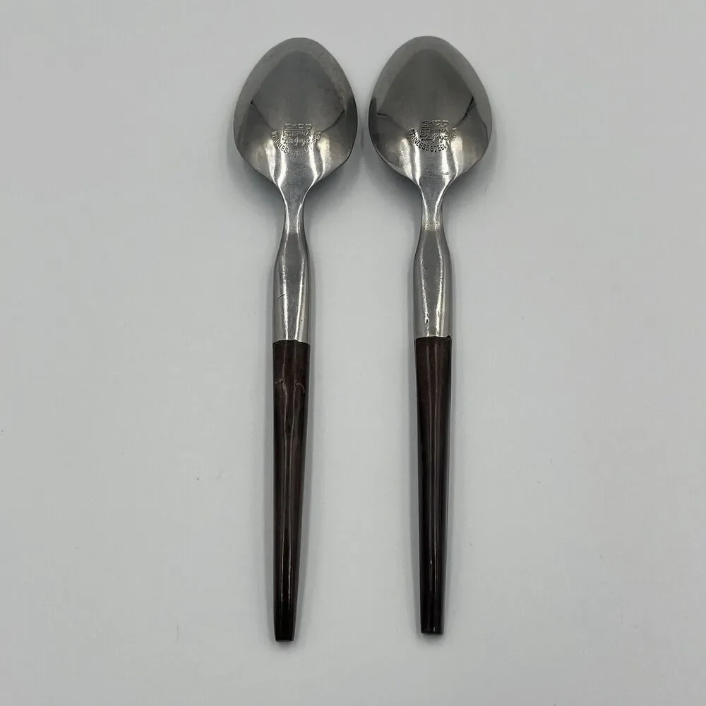 2 QTY Teaspoons EKCO Eterna La Joya MCM Japan Stainless Danish Replacement 6.5in